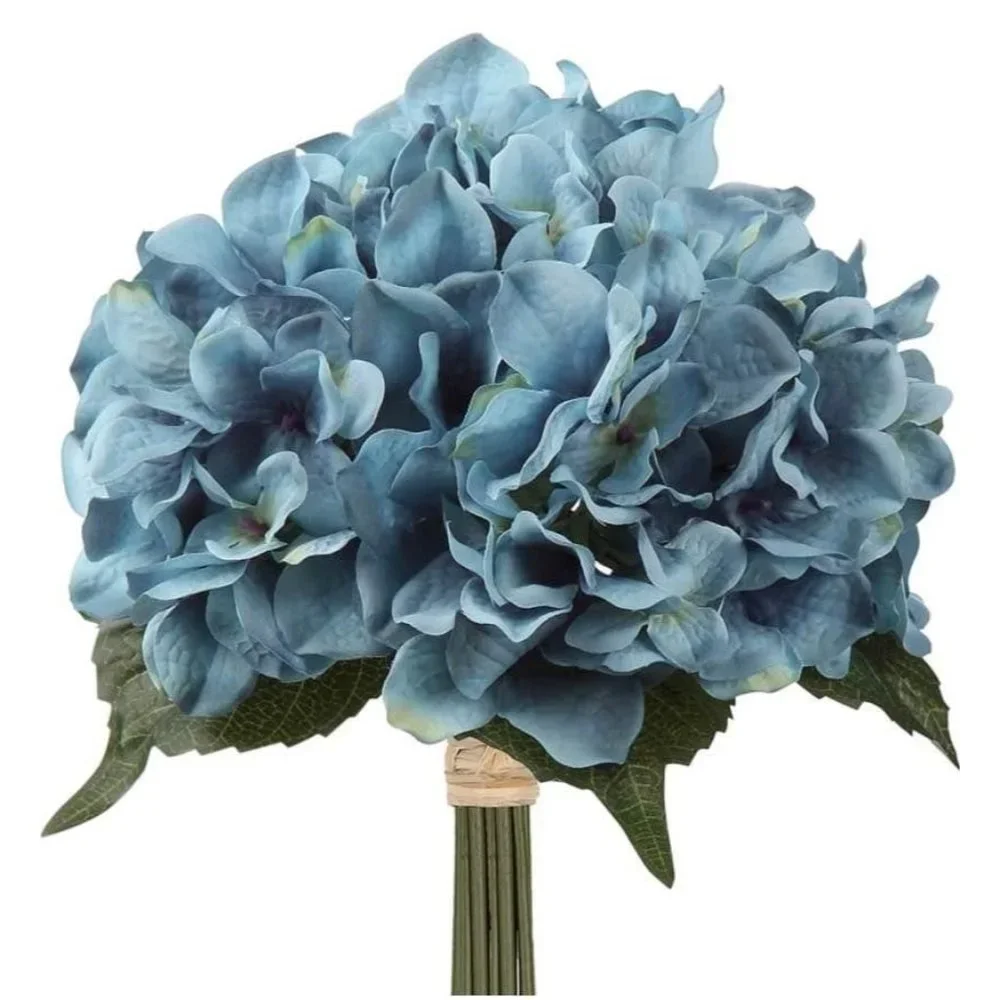 Blue Hydrangeas Wedding Bouquet Flowers Floral Home Vase Decor ~ New